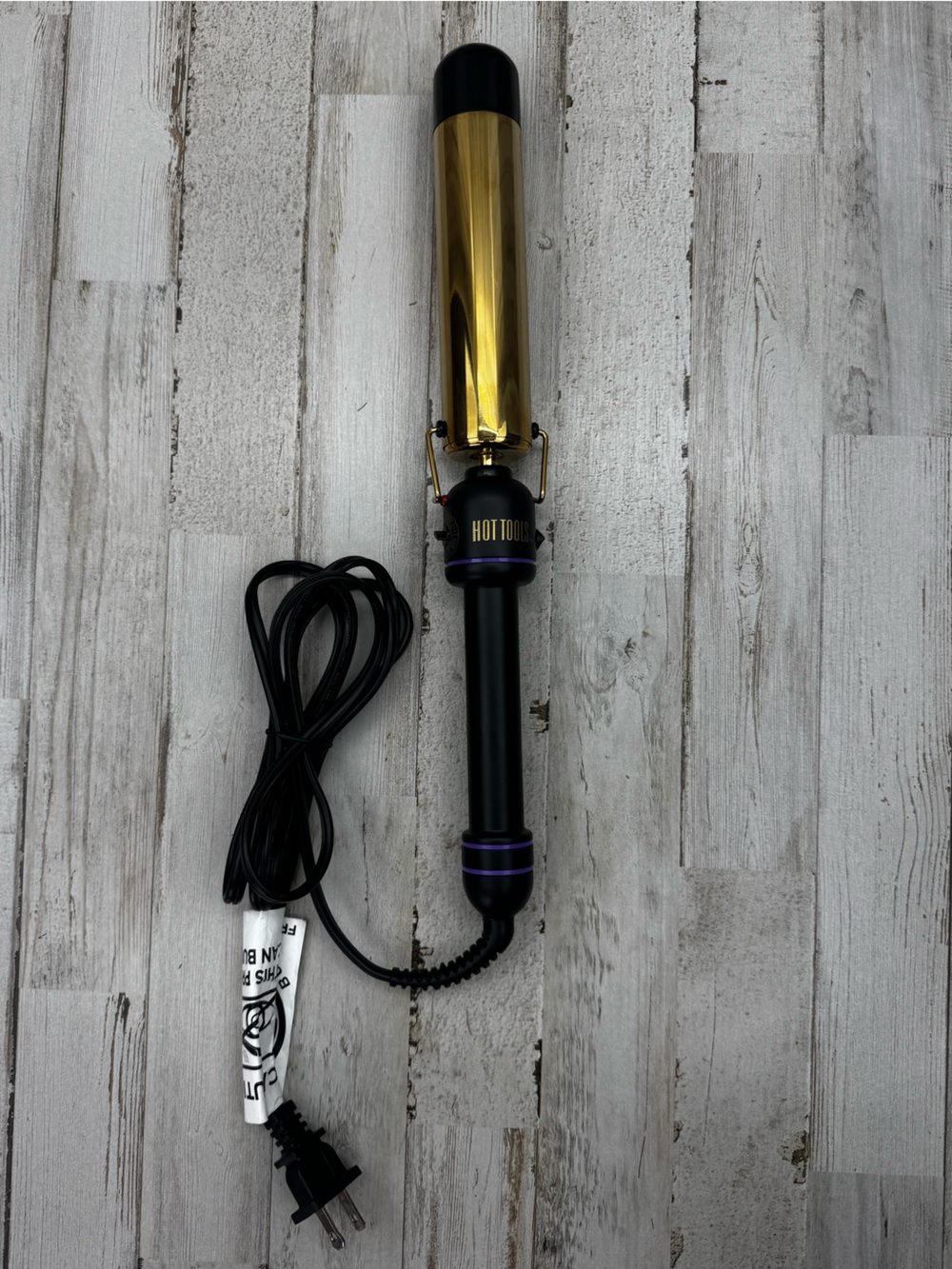 Hot Tools Gold Barrel Curling Wand with Black Handle and Purple Accents 1 1/2 in